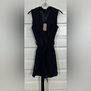 Karpacheva Cozy Wool Blend Black Sleeveless Vest, Size M